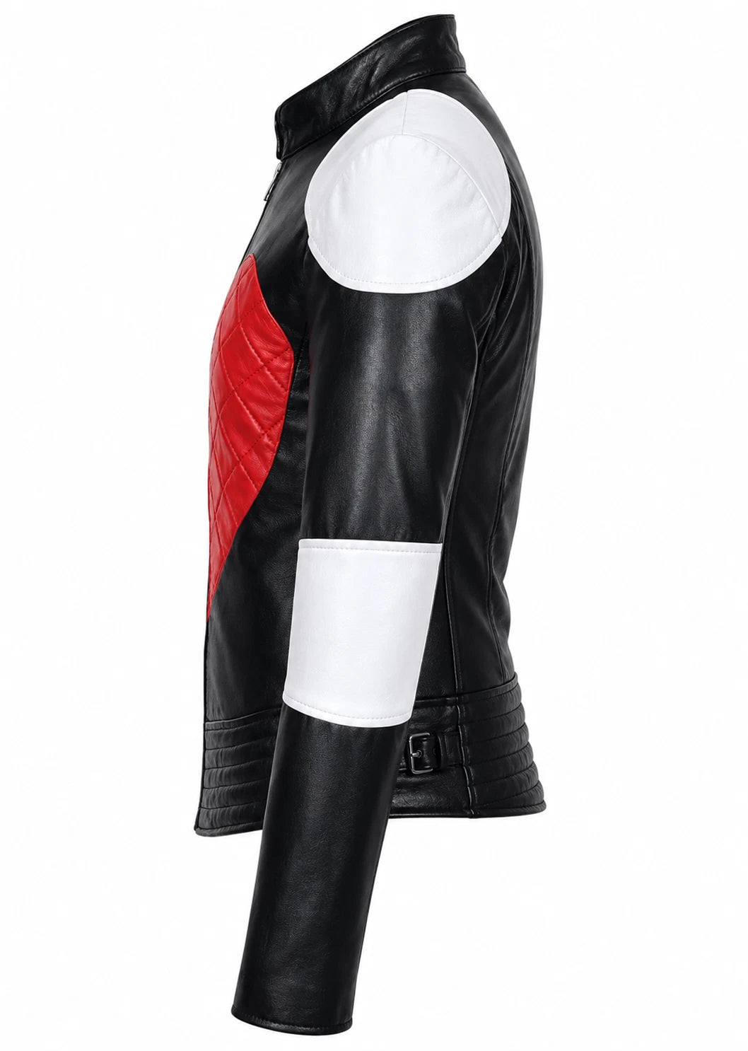 Women's Red Sheepskin Leather Heart Biker Jacket
