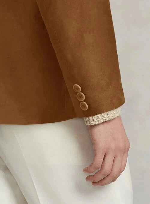 Men's Caramel Brown Lambskin Suede Blazer