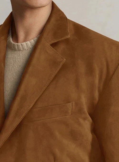 Men's Caramel Brown Lambskin Suede Blazer