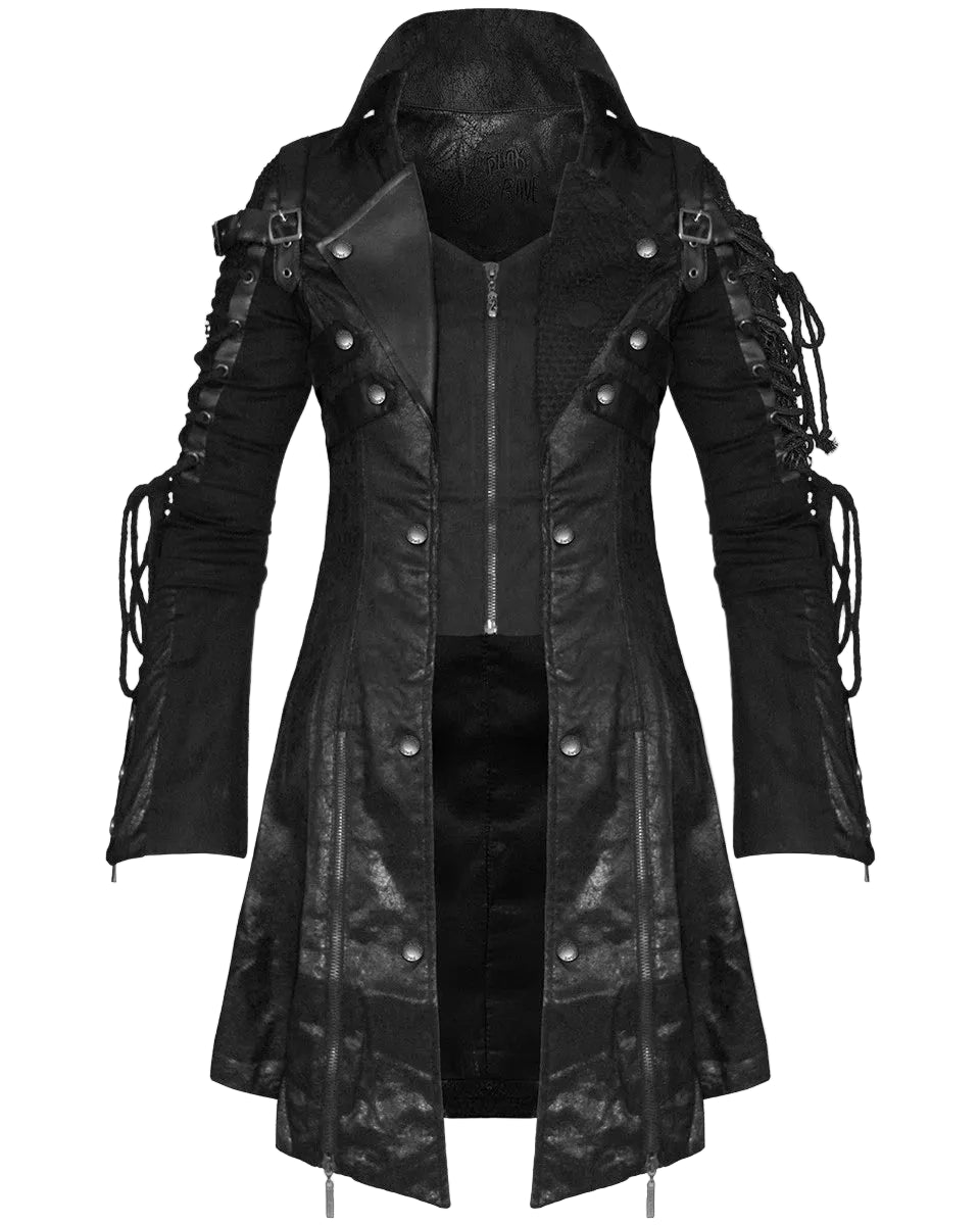 Men's Black Leather Gothic Coat