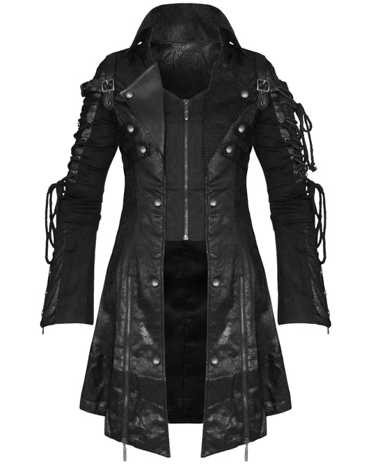 Men's Black Leather Gothic Coat