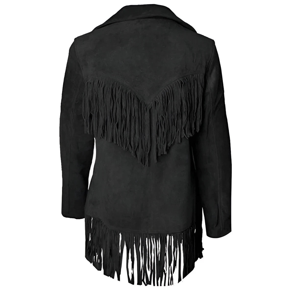 Women's Black Fringe Leather Western Jacket