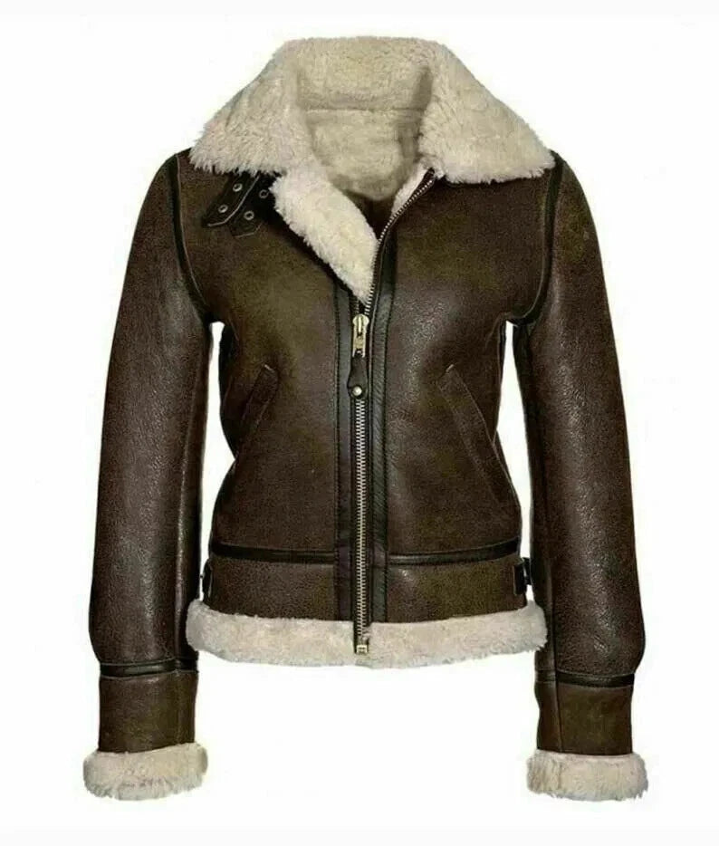 Women's Brown Leather B3 Aviator Jacket