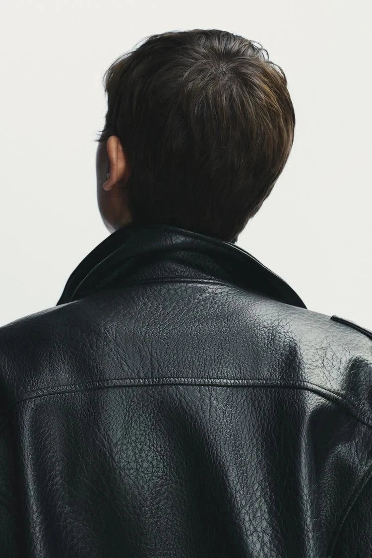 Women's Black Sheepskin Leather Oversized Bomber Jacket