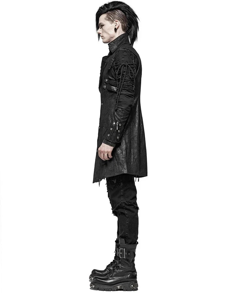 Men's Black Leather Gothic Coat