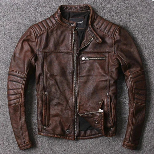 Men's Brown Suede Cafe Racer Jacket