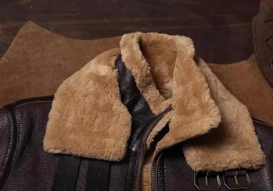 Men's RAF B3 Brown Bomber Jacket - lining