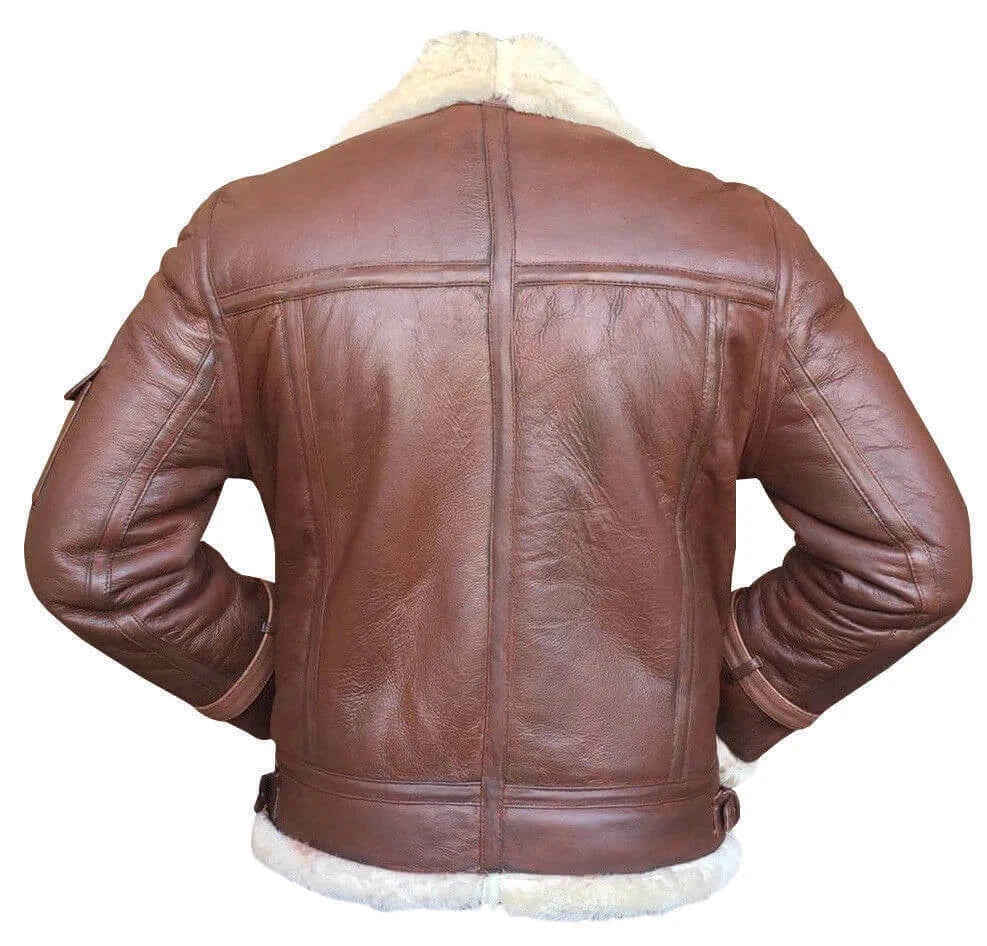 Men's Brown Sheepskin B3 Aviator Bomber Jacket