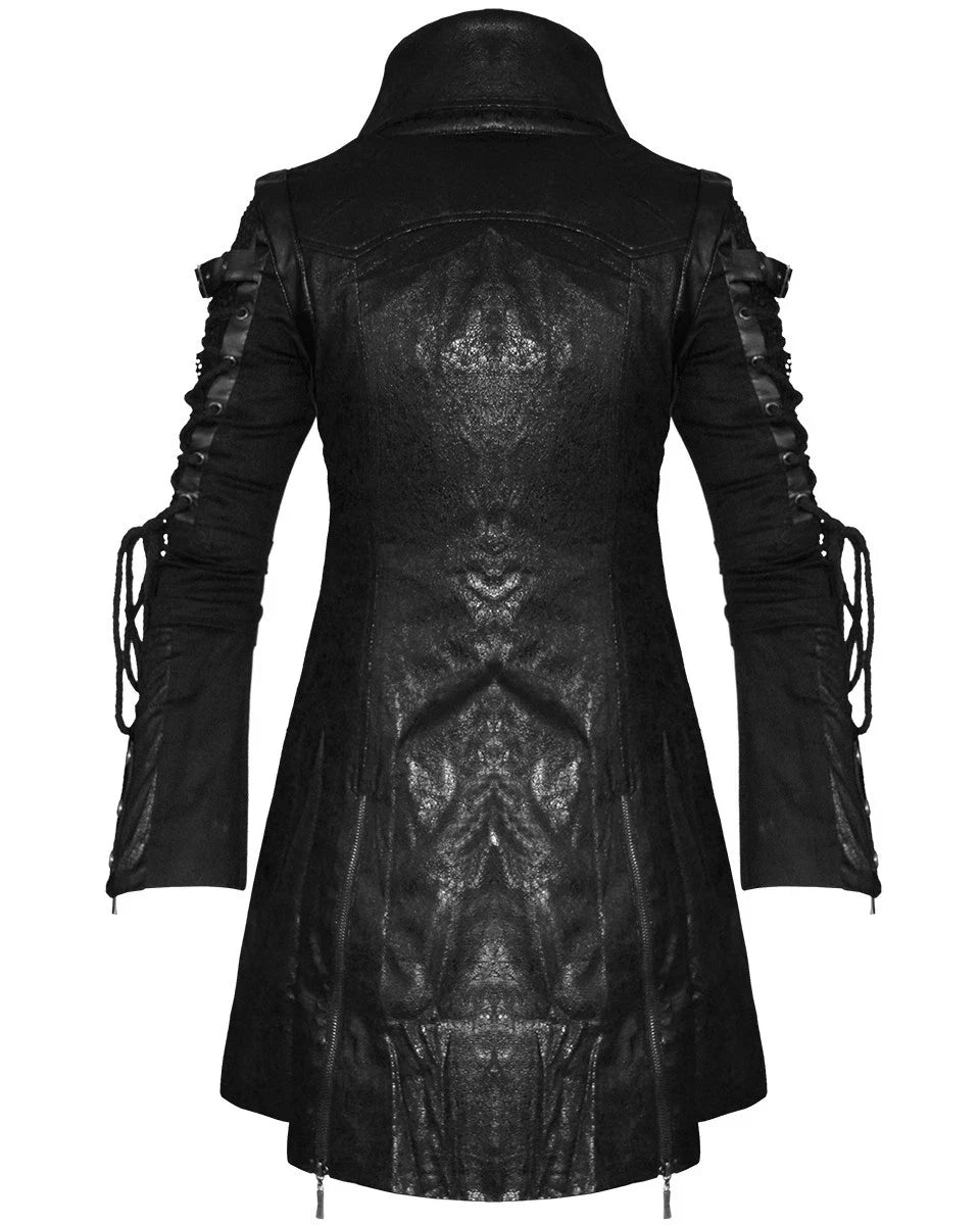 Men's Black Leather Gothic Coat