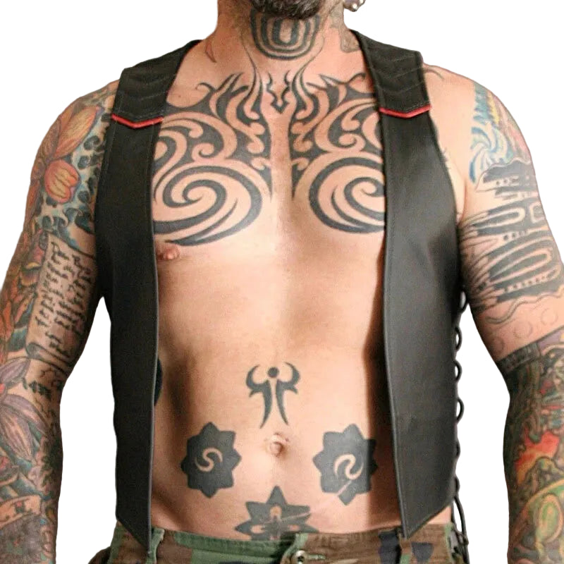 Men's Real Sheepskin Leather Handmade Bartender Vest Classic Stylish Outfit