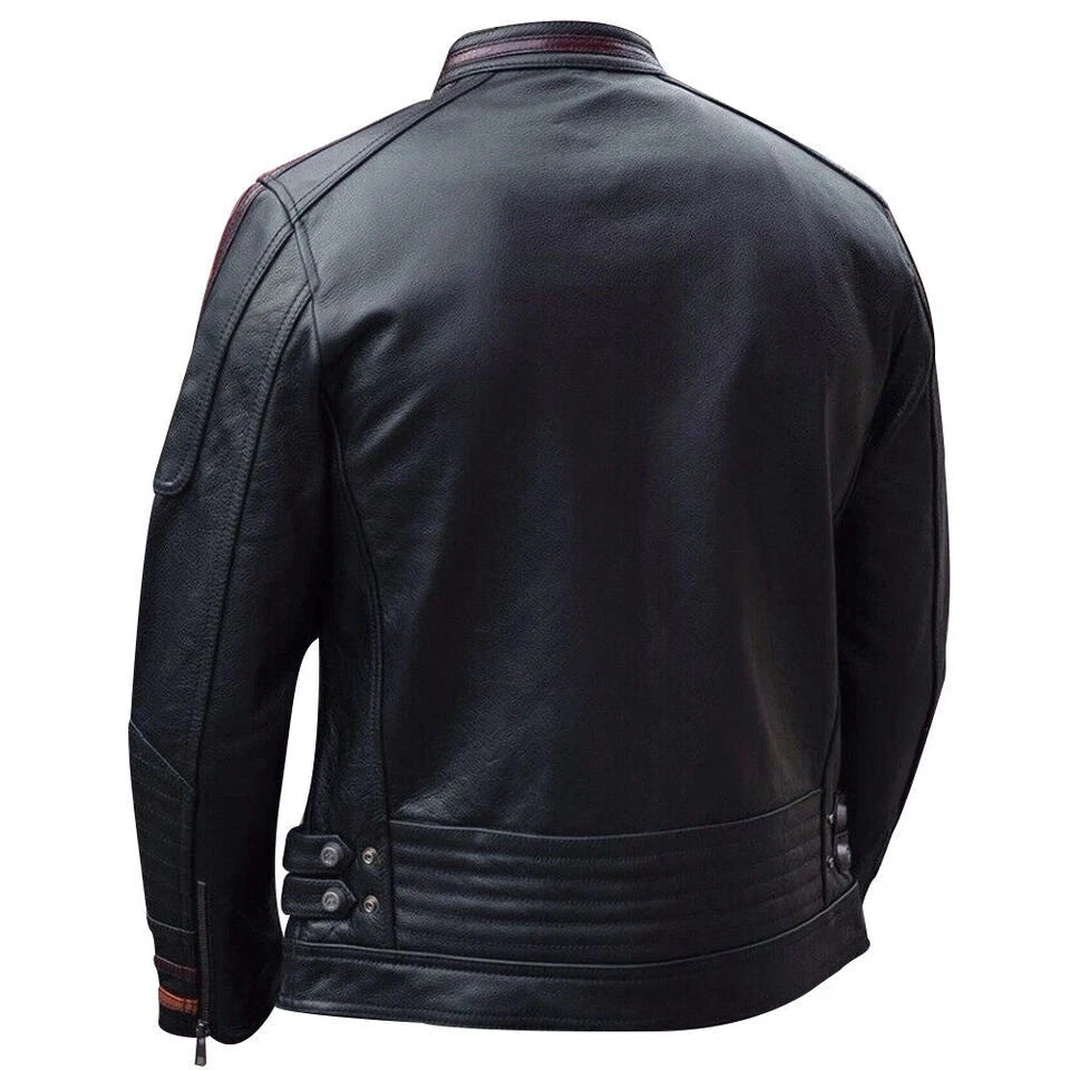 Men's Black Motorbike-Style Leather Flight Jacket