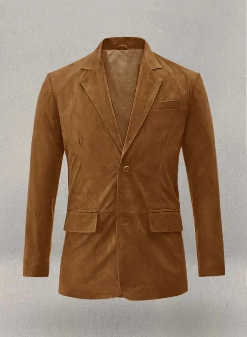 Men's Caramel Brown Lambskin Suede Blazer