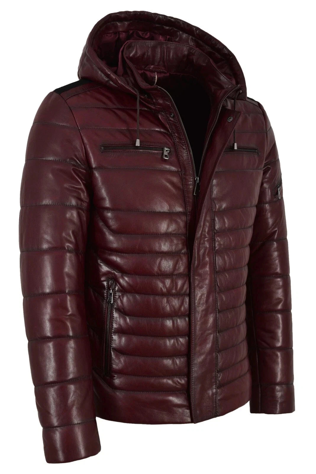 Men's Lambskin Leather Puffer Flight Jacket