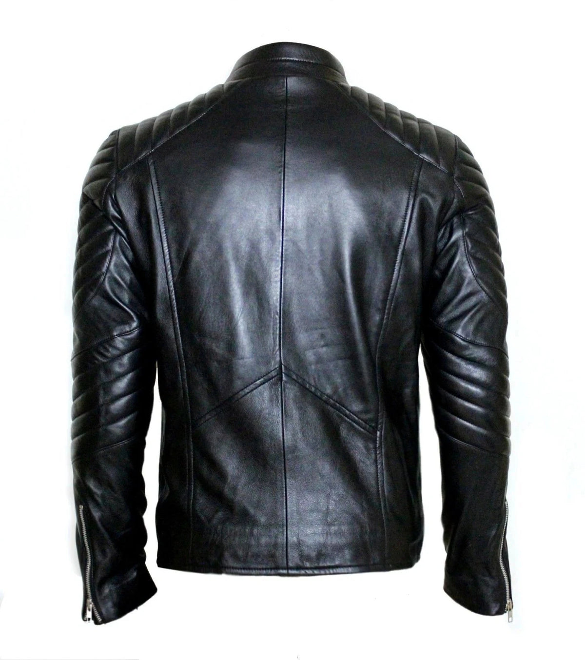 Men's Black Sheepskin Leather Bomber Jacket