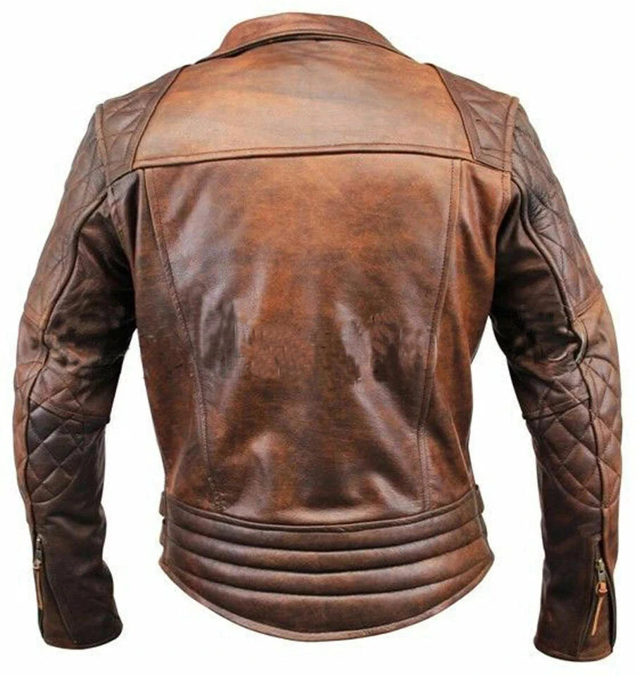 Men's Brown Distressed Cafe Racer Jacket