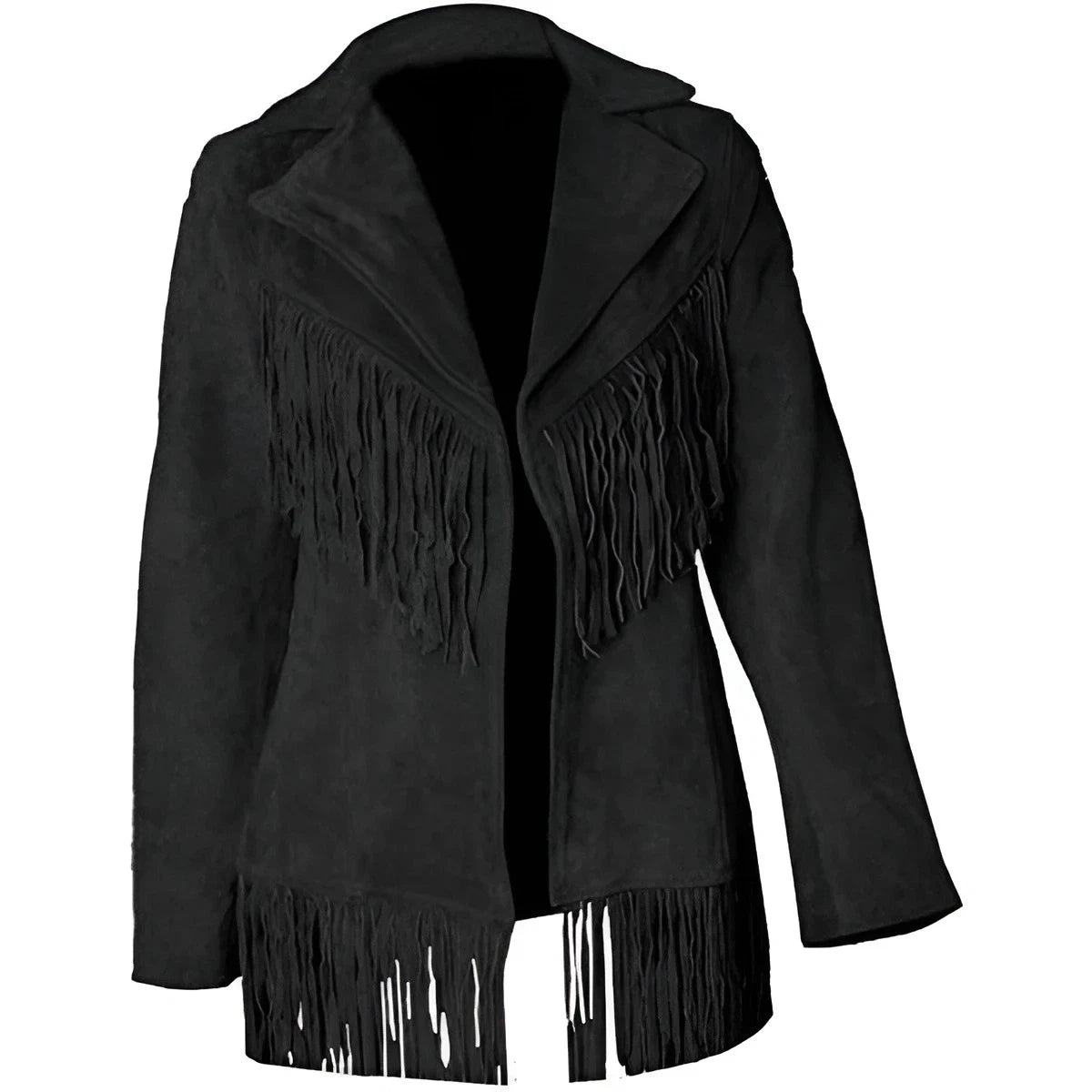 Women's Black Fringe Leather Western Jacket