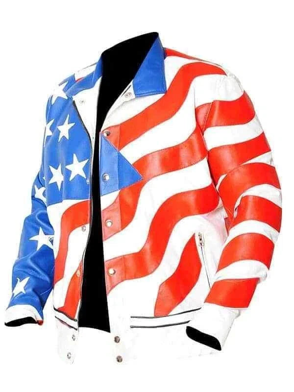 Men's American Flag Leather Jacket