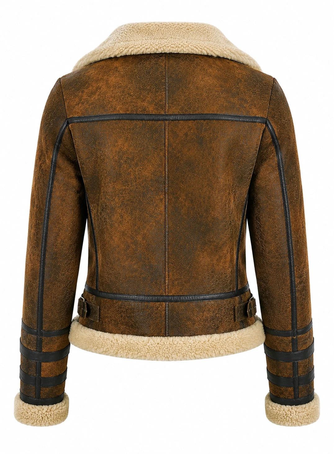 Women's Brown Distressed Sheepskin Biker Jacket
