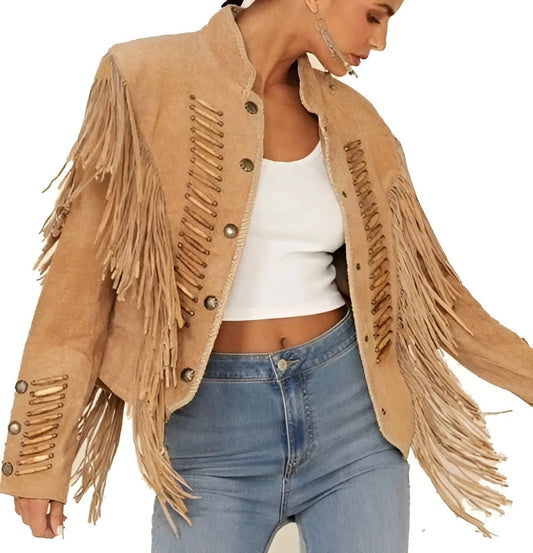 Women's Brown Suede Vintage Motorcycle Jacket