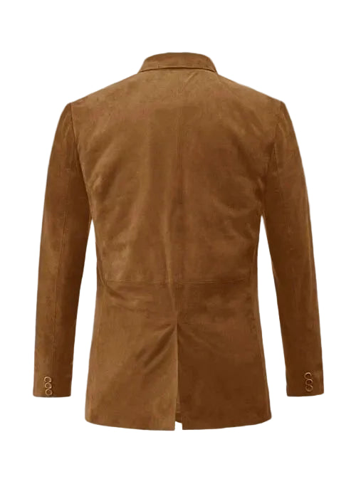 Men's Caramel Brown Lambskin Suede Blazer