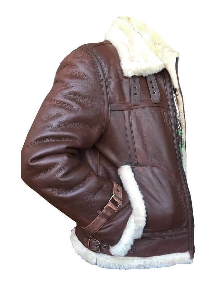 Men's Brown Sheepskin B3 Aviator Bomber Jacket