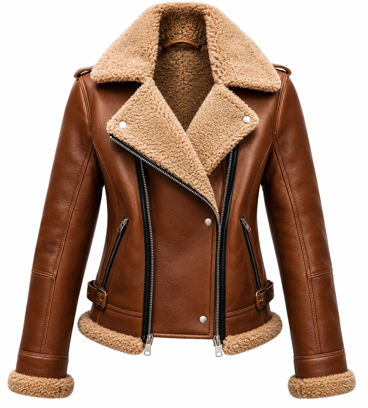 Women's Brown Sheepskin Bomber Jacket