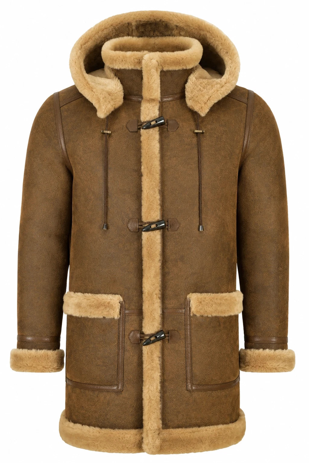 Men's Brown Lambskin Leather Hooded Biker Jacket
