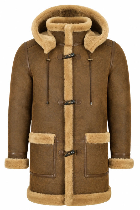 Men's Brown Lambskin Leather Hooded Biker Jacket