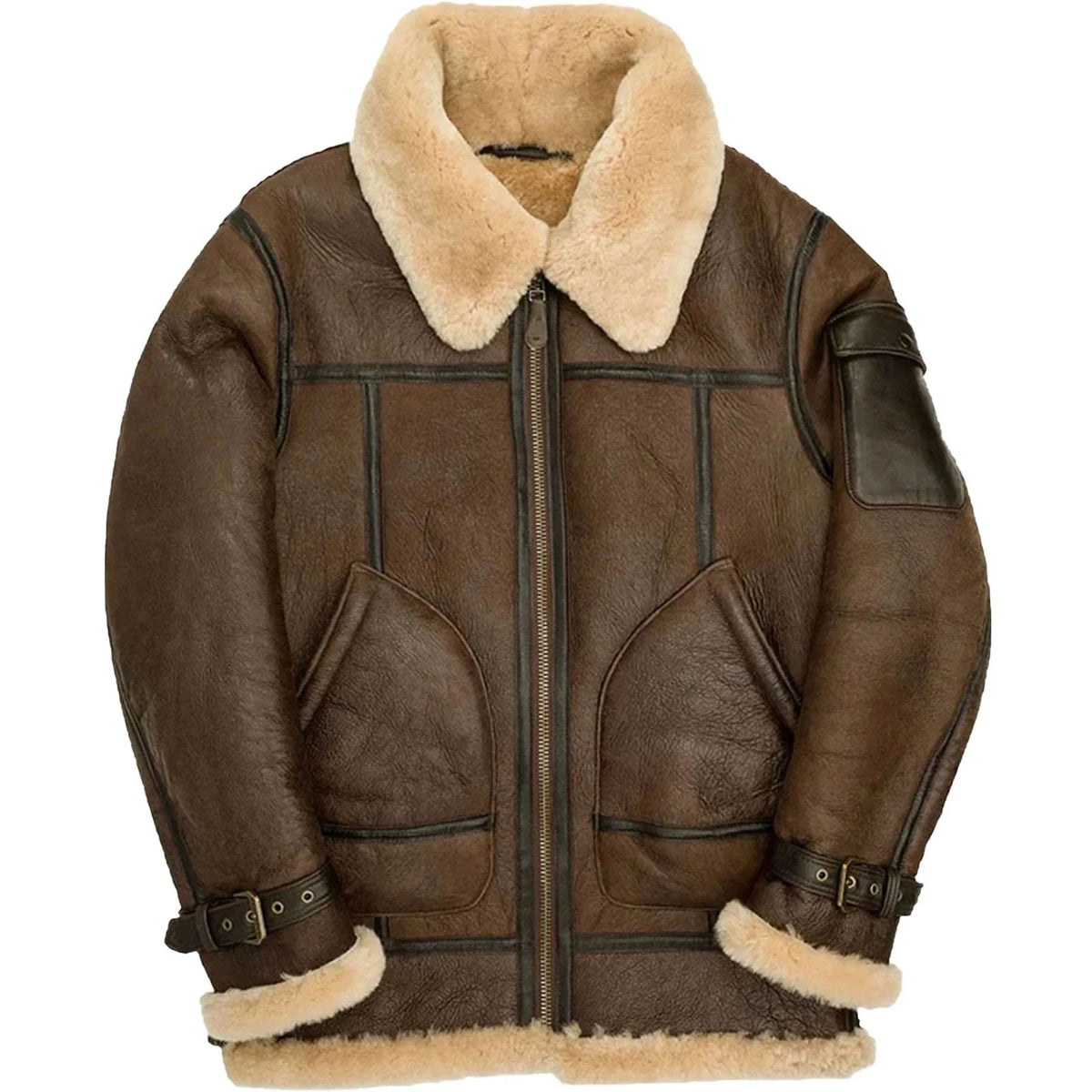 Men's Brown Leather B3 Bomber Jacket