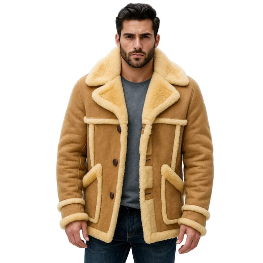 Men's Brown Lambskin Leather Trench Coat